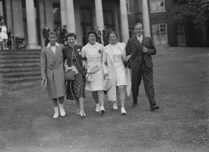 Lady Crossfields tennis club party at Highgate on right, Miss Dorothy Round