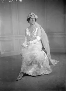 Lady Decies in her Coronation Robe. Lady Decies, wife of Lord Decies, coach Roy