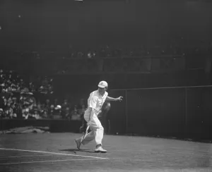 Framed Print : Lawn tennis championship at Wimbeldon Spence in play 25 June 1925