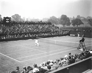 Lawn Tennis Championships at Wimbeldon The crowd watching Vincent Richards in play