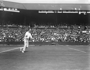 Lawn Tennis Championships at Wimbeldon W M Johntone in play against Vincent Richards 29