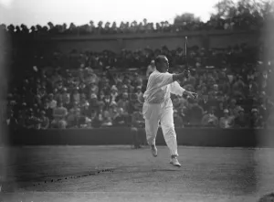 Lawn tennis championships at Wimbledon. Turnbull in play against Borotra. 24