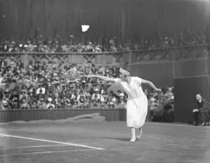Lawn Tennis Final at Wimbeldon Miss K McKane in play against Miss Helen Wills in