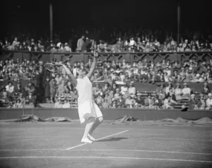 Lawn tennis at Wimbledon. Helen Jacobs in play against Mrs Helen Wills. 5 June 1929