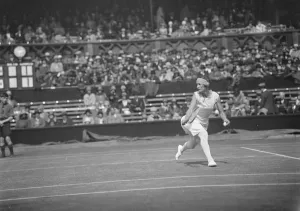 Sport Prints: Lawn tennis at Wimbledon. Miss E L Colyer in play. 24 June 1927