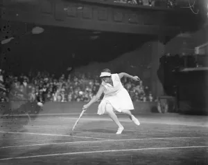 Lawn tennis at Wimbledon. Miss Eileen Bennett in play. 24 June 1927