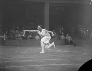 Lawn tennis at Wimbledon. Mrs Godfree in play. 22 June 1927