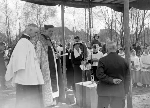 Laying the foundation stone at St Frances Church, Petts Wood, Kent. 1934