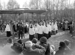 Laying the foundation stone at St Frances Church, Petts Wood, Kent. 1934