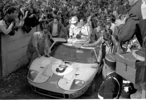 Le Mans, France: A British Built, American powered five litre Ford Sports Car, driven
