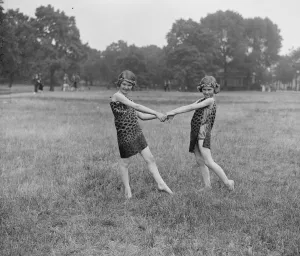LEague of Arts dancing in Hyde Park. Little Mary and Ann Casson, daughters of