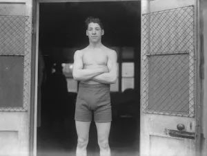 Len Harvey, ready to fight for the British welterweight title. He was held to a