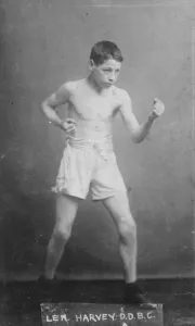 Len Harvey, ready to fight for the British welterweight title. He was held to a