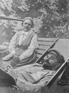 Lenin Rests Lenin and his wife at the telescope in the garden of the villa where