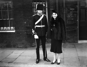 Adult Prints: Levee at St Jamess Palace, London. 2nd Lieutenant Eric Williams and his mother