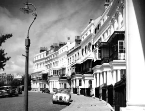 Cars Prints: Lewes Crescent, Brighton, Sussex, 1940s