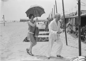 Umbrella Prints: On the Lido Miss Iris Ford and Count Maurice De Bosdari 25 August 1926