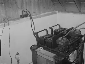 A lighting unit at the Western Motor Works garage in Chislehurst, Kent