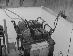Garage Prints: A lighting unit at the Western Motor Works garage in Chislehurst, Kent