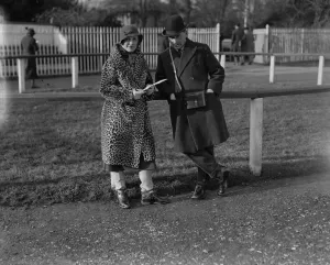 At Lingfield Park racecourse, Surrey, Mrs J V Rank and Mr N B Davies 16th January 1932