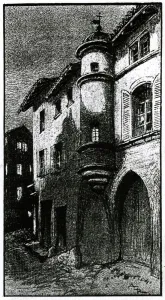 Lithograph depicting a house in Saint Remy wrongly believed to have been the birth-place