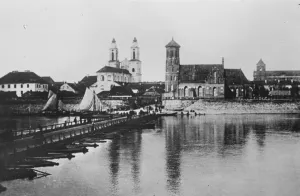 Church Prints: Lithuania. Kovno ( Kaunas ), the old cathedral on the left viewed from the pontoon