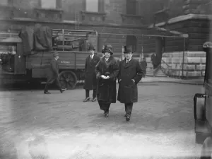 Locarno treaty signed. Mr and Mrs Baldwin leaving the Foreign Office after the signing