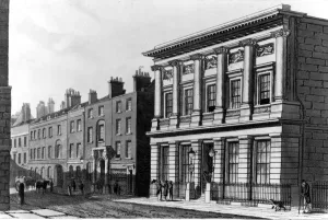 London Prints: The London Commercial Sale Rooms, built in 1811 and rebuilt in 1859, remained open