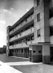 Living Conditions Prints: London County Council Minerva Estate Bethnal Green, East London. new flats built