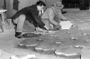 London England Mr Gould, laying one of the flagstones in which R. A. F. Squadron