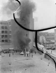 A London Fire Brigade display in Lambeth, London. Fire crew respond to a fire
