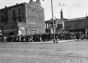 Topography Prints: London housewives queued in their patient thousands from early morning today, Friday
