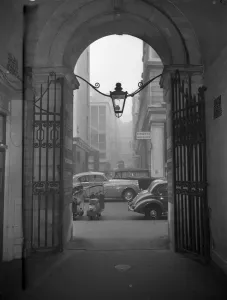 Fifties Prints: London; The Royal Opera Arcade, Pall Mall, London. The North End of the Arcade