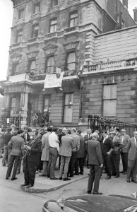 London: Squatters at the empty 60 room mansion a 144, Piccadilly, London, this morning
