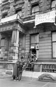 London: Squatters at the empty 60 room mansion a 144, Piccadilly, London, this morning