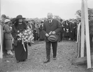 Lord Burnham opens news agencies, sports ground at Wembley Lady and Lord Burnham