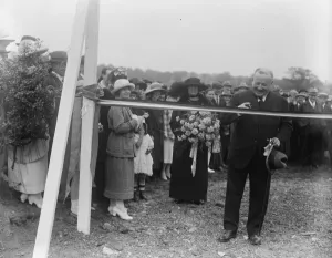 Framed Print : Lord Burnham opens news agencies, sports ground at Wembley Lord Burnham cutting Framed Print : Lord Burnham opens news agencies, sports ground at Wembley Lord Burnham cutting