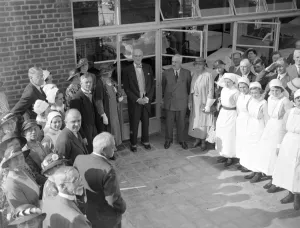 Lord Hanworth opens Eltham Hospitals new wing. Nurses being inspected. 1934