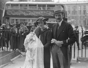 Baby Prints: Lord and Lady Grenfell and their infant son after the babys christening at St