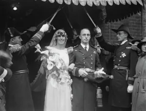 Lord Louis Mountbatten attends London naval wedding. The marriage of Commander