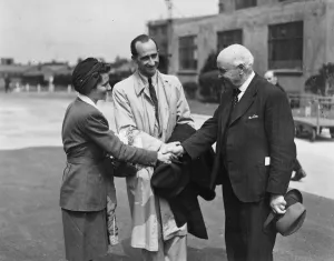 The Lord Mayor of Budapest, Hungary, Jozsef Kovago, arrived at Croydon by air. He