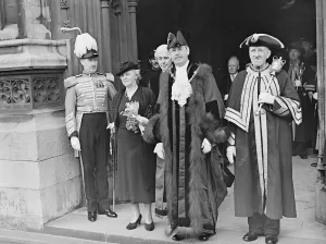 The Lord Mayor elect, Sir Frank Bowater with Lady Bowater seen at the House of Lords