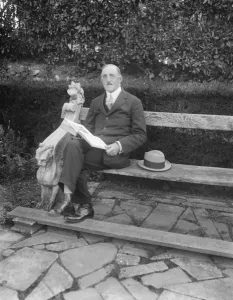 At Lord Rothermeres continental villa. Mr Max Pemberton, the author, photographed