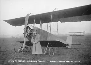 Plane Prints: Louis Noel flying at Hendon and his Graham White tractor biplane 18 June 1921