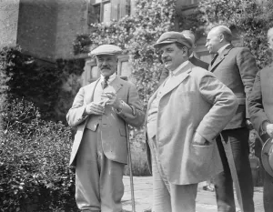 Prints of M Herriot, French Premier, visits Mr MacDonald at Chequers The two Premiers on the stairs at Chequers 22 June 1924 1920s Prints: M Herriot, French Premier, visits Mr MacDonald at Chequers The two Premiers