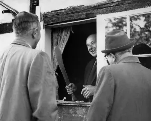 Living Conditions Prints: Machette in hand, Farmer James Lee, who recently drove a tractor to Buckingham Palace