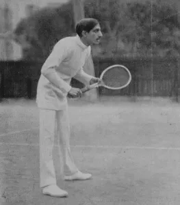 The Maharajah Holkar of Indore seen playing tennis while in Nice, France 16 January