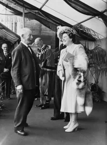 1940s Prints: Their Majesties in Cheshire. The King and Queen today made a 30 mile drive through