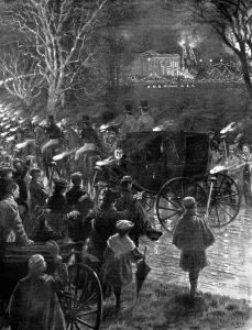 Illustration Prints: Their Majesties visit to the Duke of Devonshire at Chatsworth : the torchlight welcome