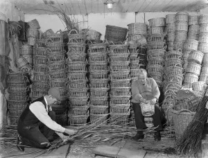 Making fruit and vegetable baskets in Swanley, Kent. 1937